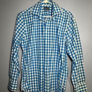 Calibrate Men's Trim Fit Check Button Up Shirt Long Sleeves Cotton Size